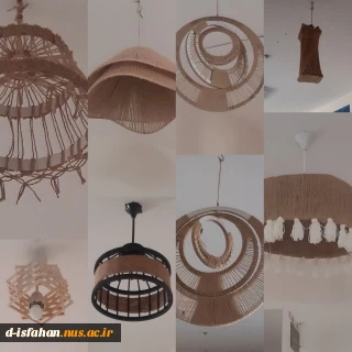 ساخت انواع دست سازه های خلاقانه معماری  و سازه از سقف با نخ کنفی و چوب  و طرح های هندسی با میخ و نخ